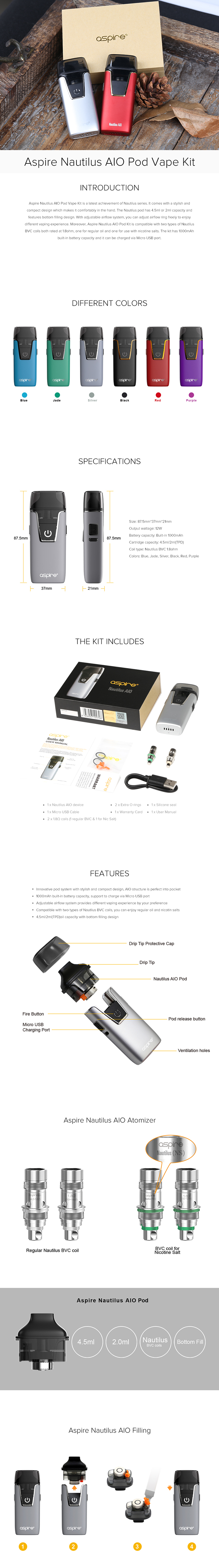 Aspire Nautilus AIO Pod Vape Kit