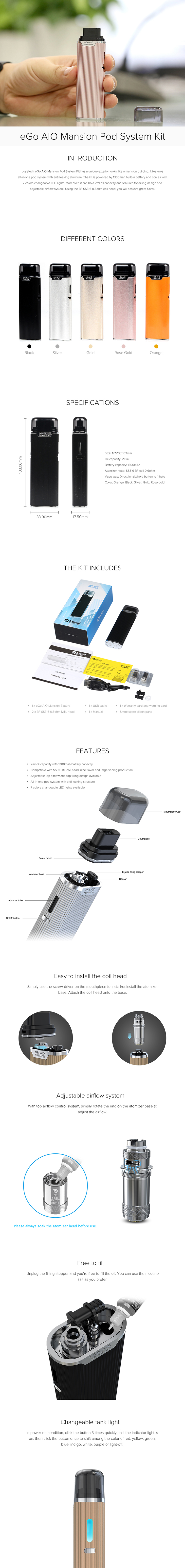 Joyetech eGo AIO Mansion Pod System Kit Joyetech eGo AIO Mansion Pod System Kit