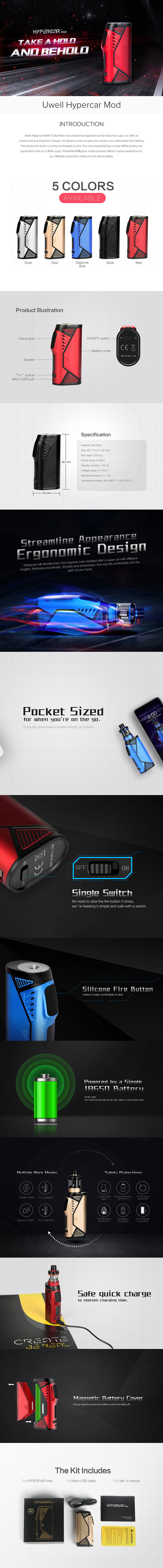 Uwell Hypercar TC box mod Uwell Hypercar TC box mod