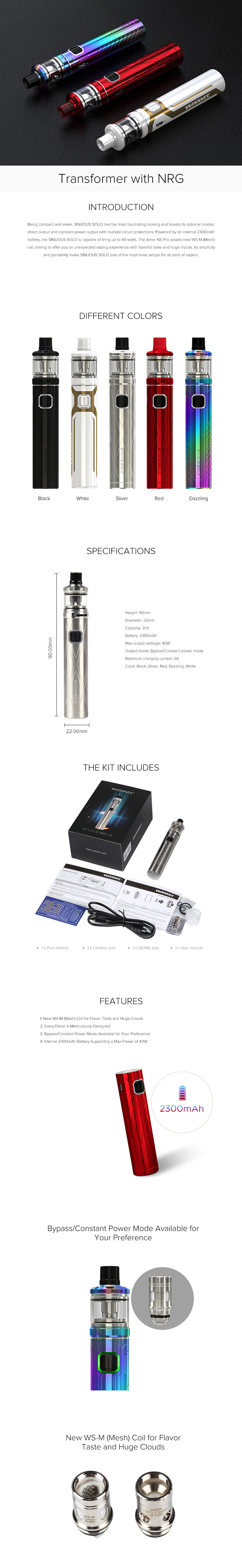 Wismec Sinuous Solo Kit Wismec Sinuous Solo Kit