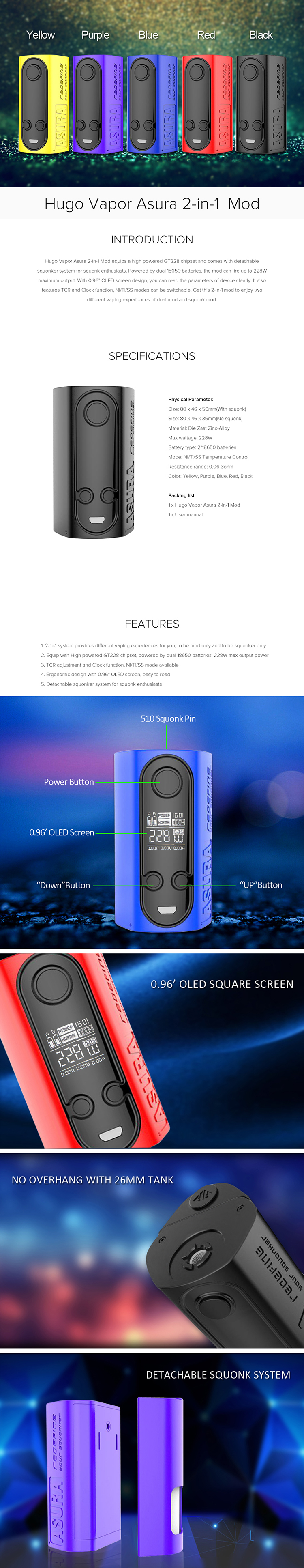Hugo Vapor Asura 2-in-1 Mod Hugo Vapor Asura 2-in-1 Mod