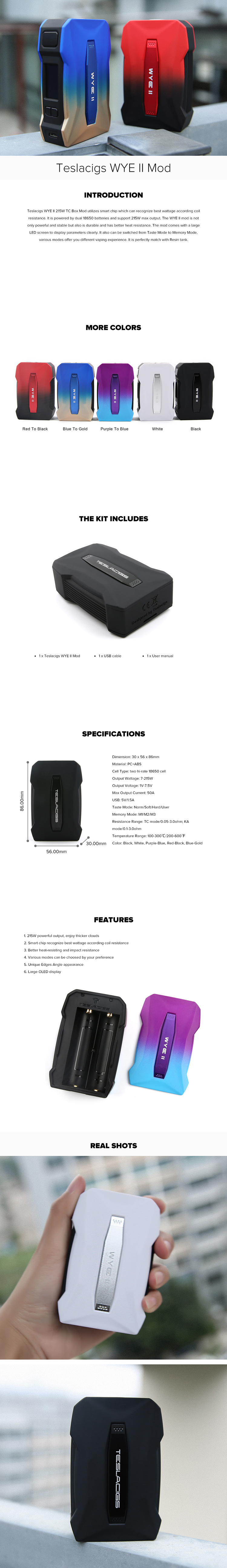 Teslacigs WYE II 215W Mod Teslacigs WYE II 215W Mod