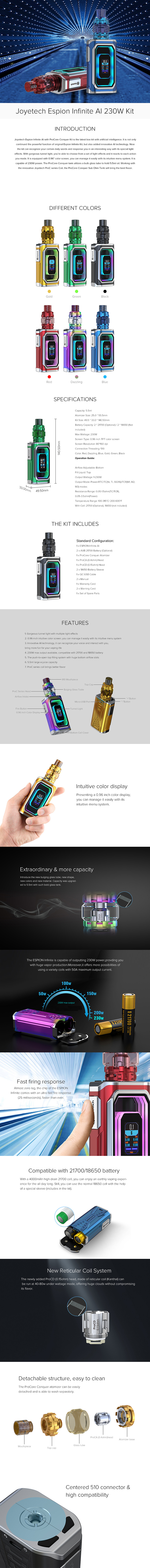 Joyetech Espion Infinite AI 230W Kit Joyetech Espion Infinite AI 230W Kit