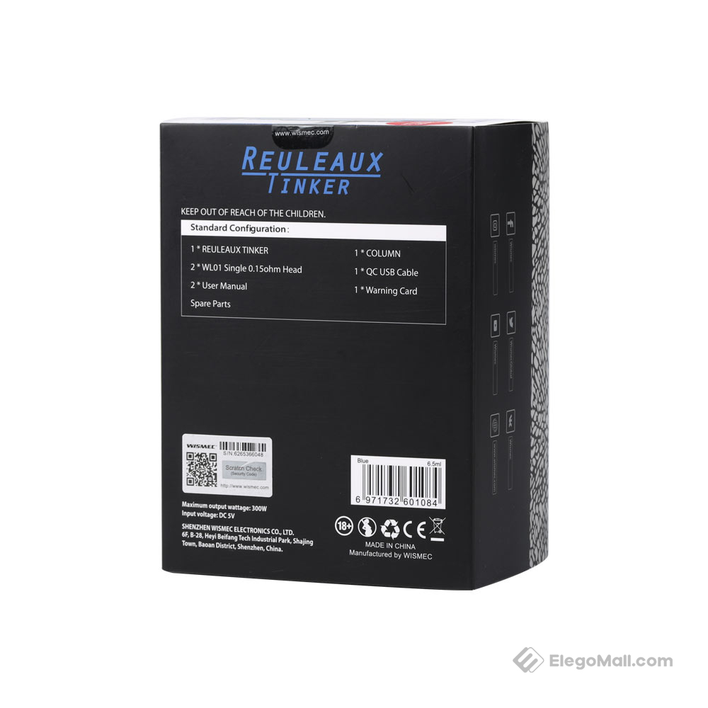 Wismec Reuleaux Tinker 300W Kit with Column Atomizer