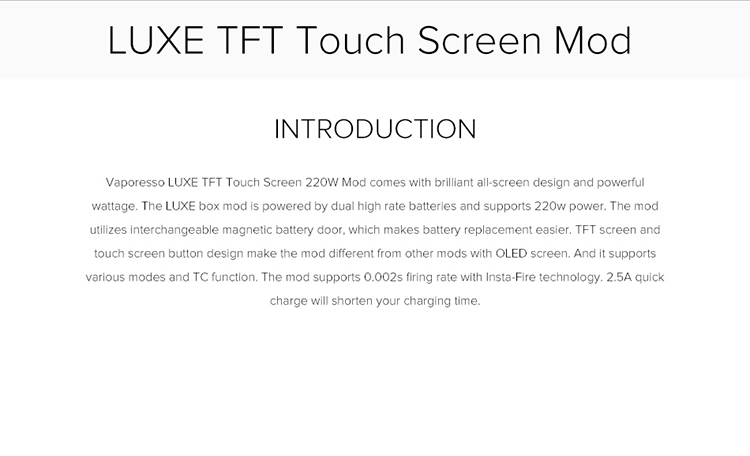 Vaporesso LUXE TFT Screen 220W Mod