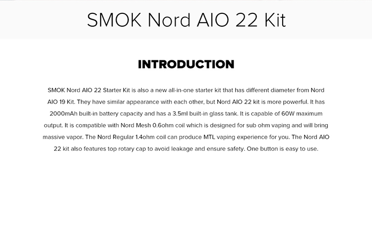 SMOK Nord AIO 22 Starter Kit SMOK Nord AIO 22 Starter Kit