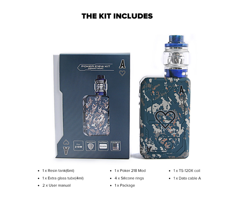 Teslacigs Poker 218 Kit with Resin Tank Teslacigs Poker 218 Kit with Resin Tank