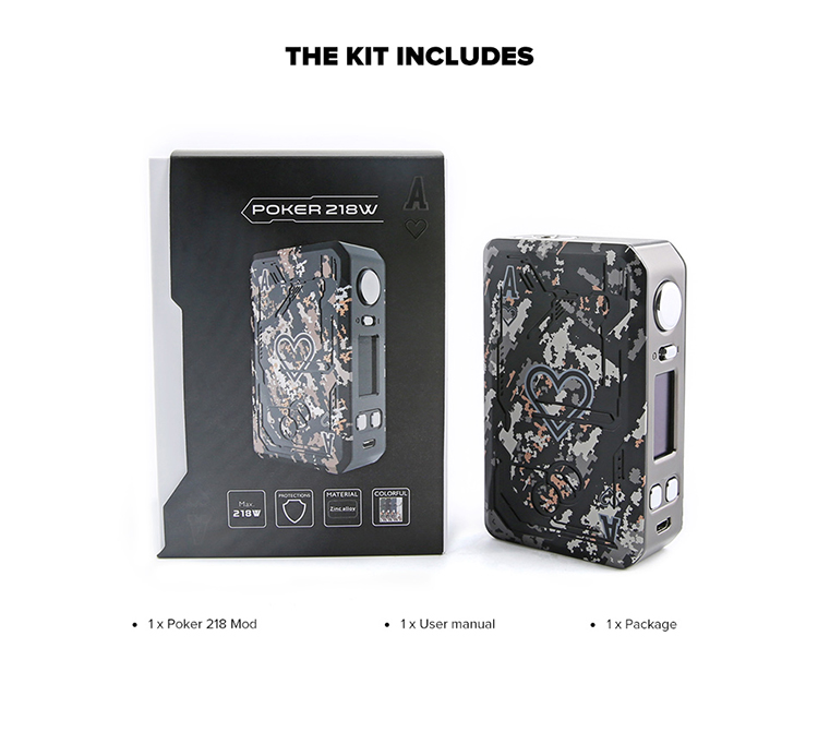 Teslacigs Poker 218 TC Box Mod 218W Teslacigs Poker 218 TC Box Mod 218W