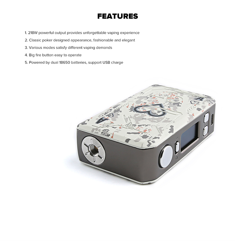Teslacigs Poker 218 TC Box Mod 218W Teslacigs Poker 218 TC Box Mod 218W