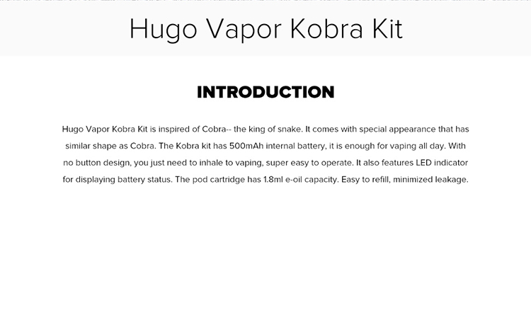Hugo Vapor Kobra Pod Vape Kit