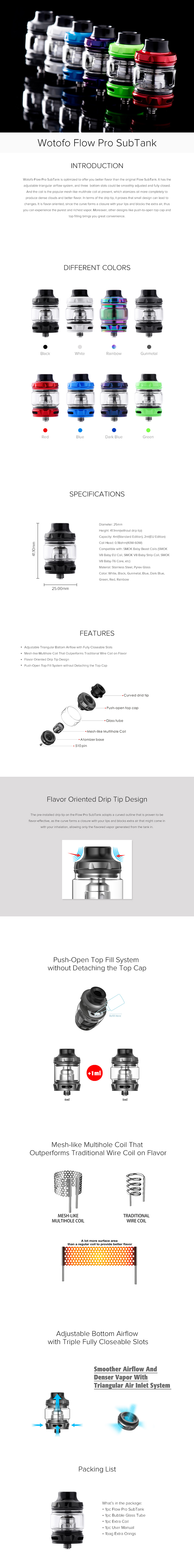 Wotofo Flow Pro SubTank Atomizer Wotofo Flow Pro SubTank Atomizer