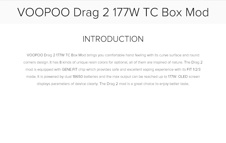 VOOPOO Drag 2 177W TC Box Mod VOOPOO Drag 2 177W TC Box Mod