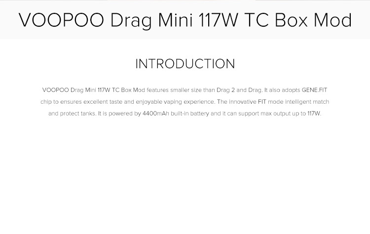 VOOPOO Drag Mini 117W TC Box Mod VOOPOO Drag Mini 117W TC Box Mod