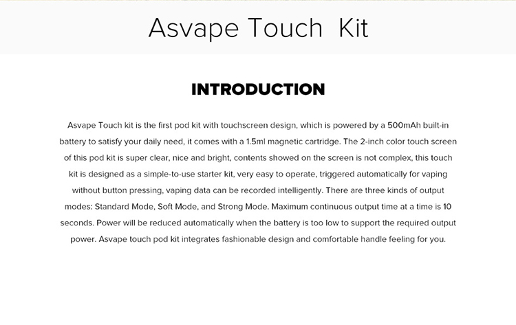 Asvape Touch Pod Starter Kit 500mAh & 1.5ml