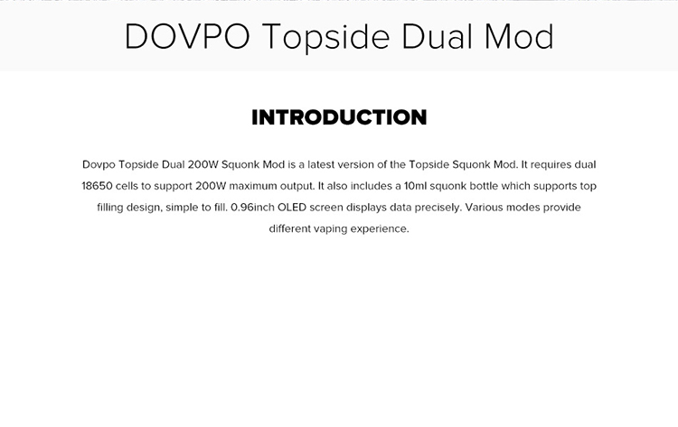 Dovpo Topside Dual200W Squonk Box Mod Dovpo Topside Dual 200W Squonk Box Mod