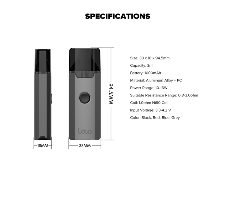 GTRS LOCO AIO Pod Vape Kit 1000mAh GTRS LOCO AIO Pod Vape Kit 1000mAh