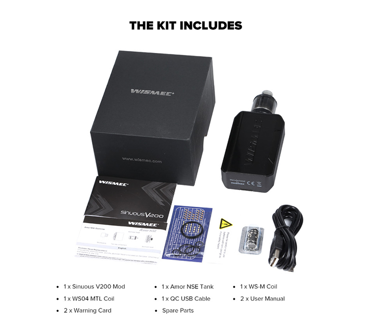 Wismec Sinuous V200 Kit with Amor NSE Wismec Sinuous V200 Kit with Amor NSE