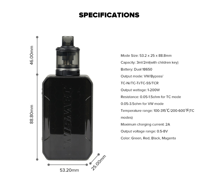 Wismec Sinuous V200 Kit with Amor NSE Wismec Sinuous V200 Kit with Amor NSE