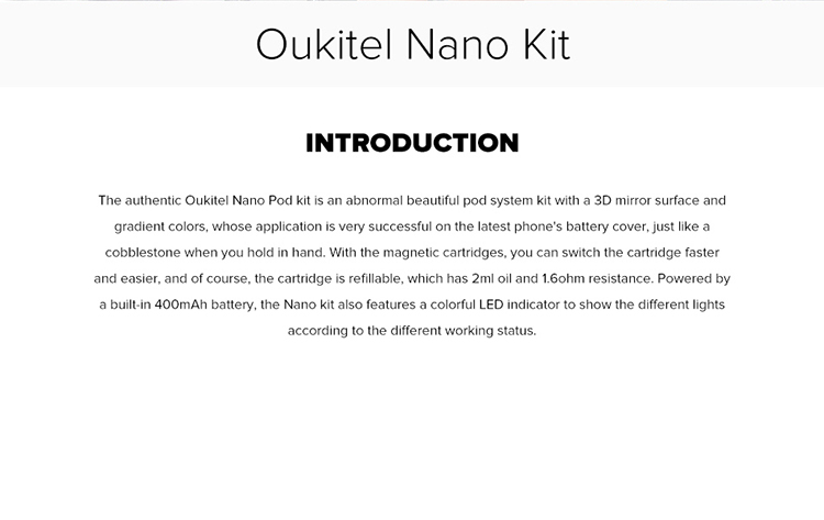 Oukitel Nano Pod System Kit 2ml & 400mAh