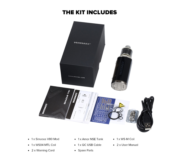 Wismec Sinuous V80 Kit with Amor NSE Atomizer Wismec Sinuous V80 Kit with Amor NSE Atomizer