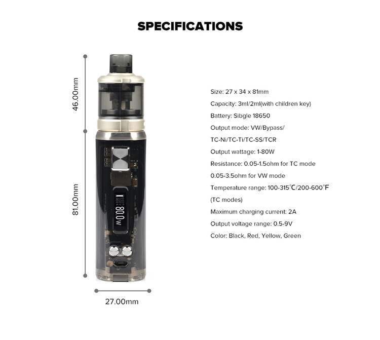 Wismec Sinuous V80 Kit with Amor NSE Atomizer Wismec Sinuous V80 Kit with Amor NSE Atomizer