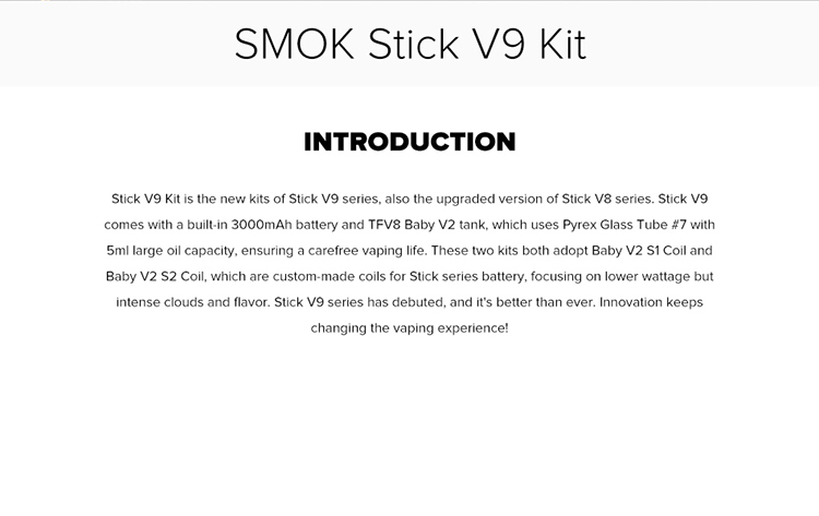 SMOK Stick V9 Starter Kit 3000mAh & 5ml SMOK Stick V9 Starter Kit 3000mAh & 5ml