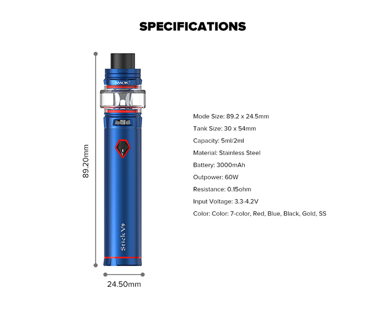 SMOK Stick V9 Starter Kit 3000mAh & 5ml SMOK Stick V9 Starter Kit 3000mAh & 5ml