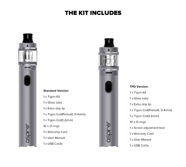 Aspire Tigon Vape Pen Starter Kit 1800mAh/2600mAh Aspire Tigon Vape Pen Starter Kit 1800mAh/2600mAh