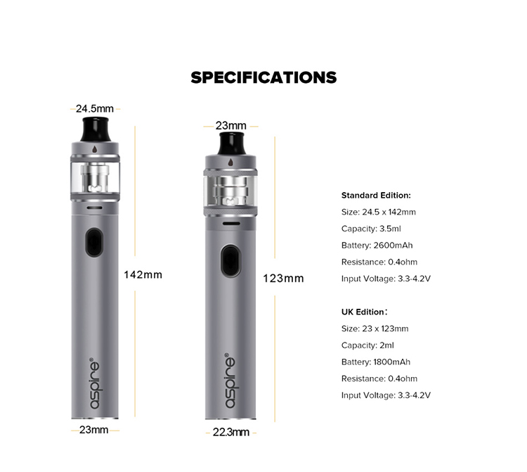 Aspire Tigon Vape Pen Starter Kit 1800mAh/2600mAh Aspire Tigon Vape Pen Starter Kit 1800mAh/2600mAh