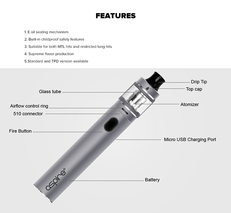 Aspire Tigon Vape Pen Starter Kit 1800mAh/2600mAh Aspire Tigon Vape Pen Starter Kit 1800mAh/2600mAh