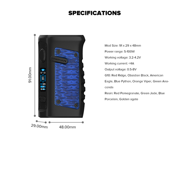 Vandy Vape Jackaroo Waterproof 100W Box Mod Vandy Vape Jackaroo Waterproof 100W Box Mod