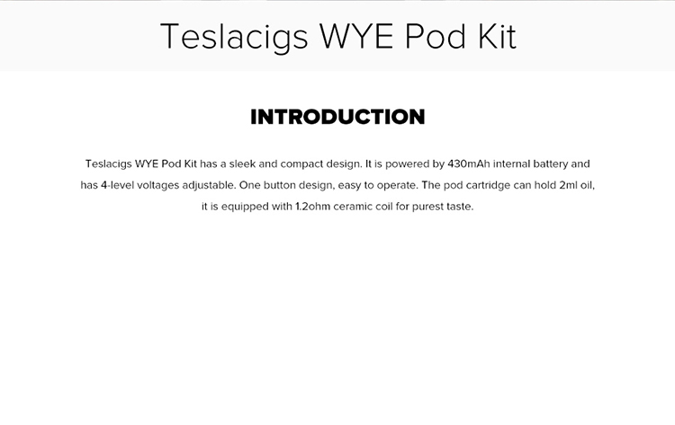 Teslacigs WYE Pod Kit Teslacigs WYE Pod Kit