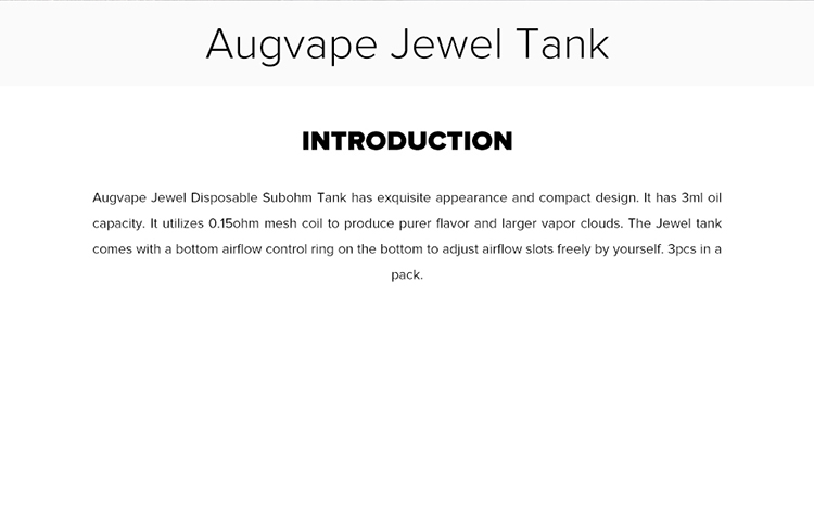 Augvape Jewel Disposable Subohm Tank Augvape Jewel Disposable Subohm Tank