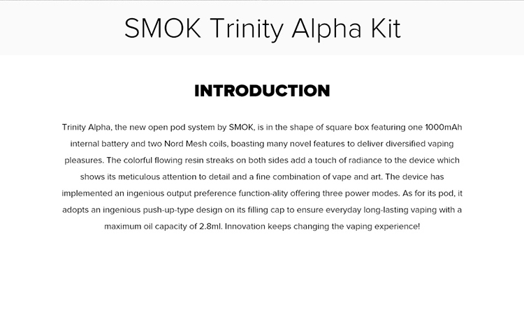 SMOK Trinity Alpha Pod System Kit SMOK Trinity Alpha Pod System Kit