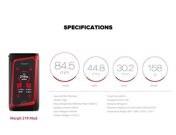 SMOK Morph 219 Touch Screen Box Mod SMOK Morph 219 Touch Screen Box Mod