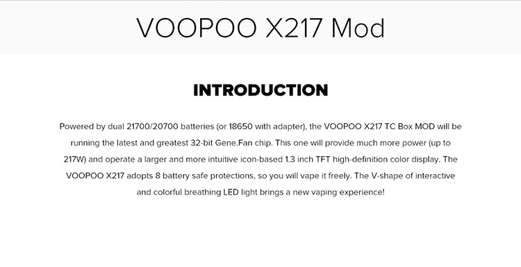 VOOPOO X217 TC box mod VOOPOO X217 TC box mod