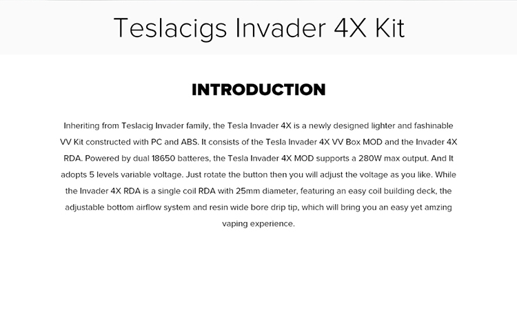 Teslacigs Invader 4X 280W Starter Kit Teslacigs Invader 4X 280W Starter Kit