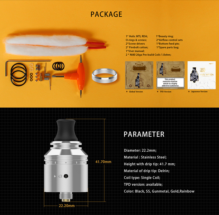 Vapefly Holic MTL RDA Atomizer Vapefly Holic MTL RDA Atomizer