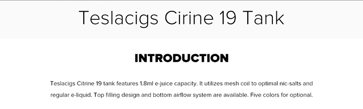 Teslacigs Citrine 19 Sub Ohm Tank Teslacigs Citrine 19 Sub Ohm Tank