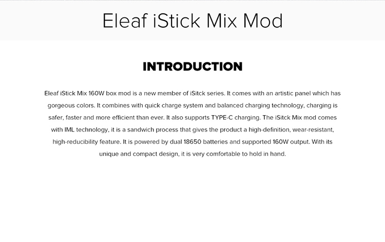 Eleaf iStick Mix 160W Box Mod Eleaf iStick Mix 160W Box Mod