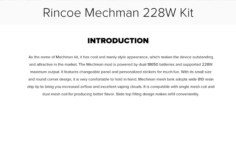 Rincoe Mechman 228W Mesh Kit Rincoe Mechman 228W Mesh Kit