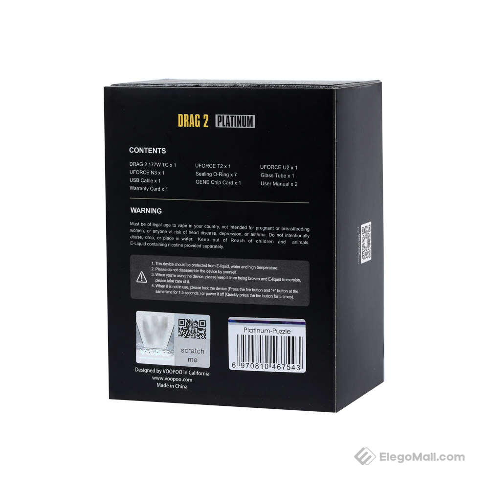 VOOPOO Drag 2 Platinum Edition Kit with Uforce T2 Tank