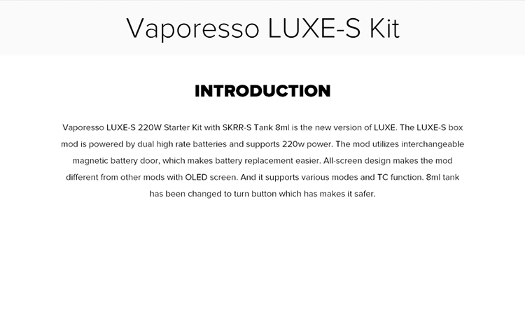 vaporesso luxe-s 220W starter kit