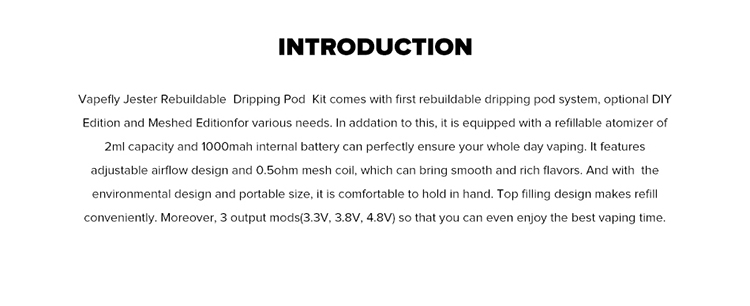 Vapefly Jester Rebuildable Dripping Pod Vapefly Jester Rebuildable Dripping Pod