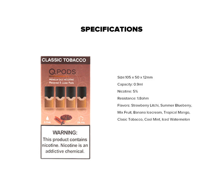 QPODS Salt Nic Oil Cartridge QPODS Salt Nic Oil Cartridge