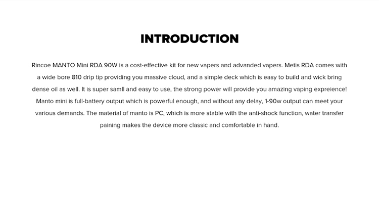 Rincoe MANTO Mini RDA 90W Starter Kit Rincoe MANTO Mini RDA 90W Starter Kit